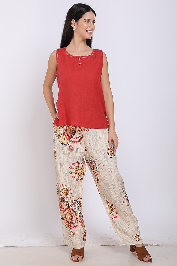 Rust Pure Linen Top by Linen Bloom at Pernia's Pop Up Shop