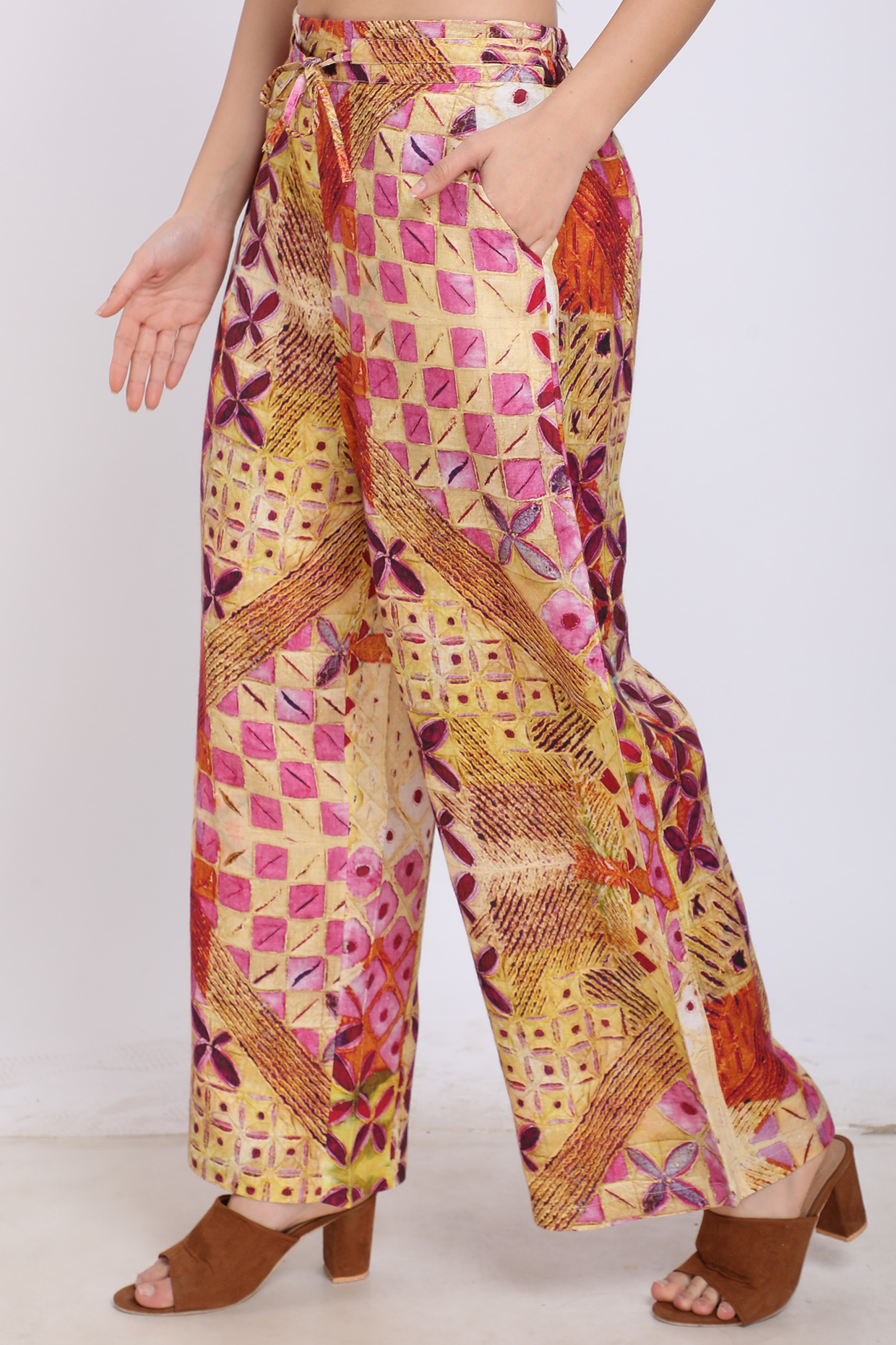 Multi-Colored Printed Pants by Linen Bloom at Pernia's Pop Up Shop