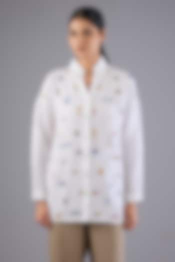 White Line Embroidered Shirt by Linen Bloom at Pernia's Pop Up Shop