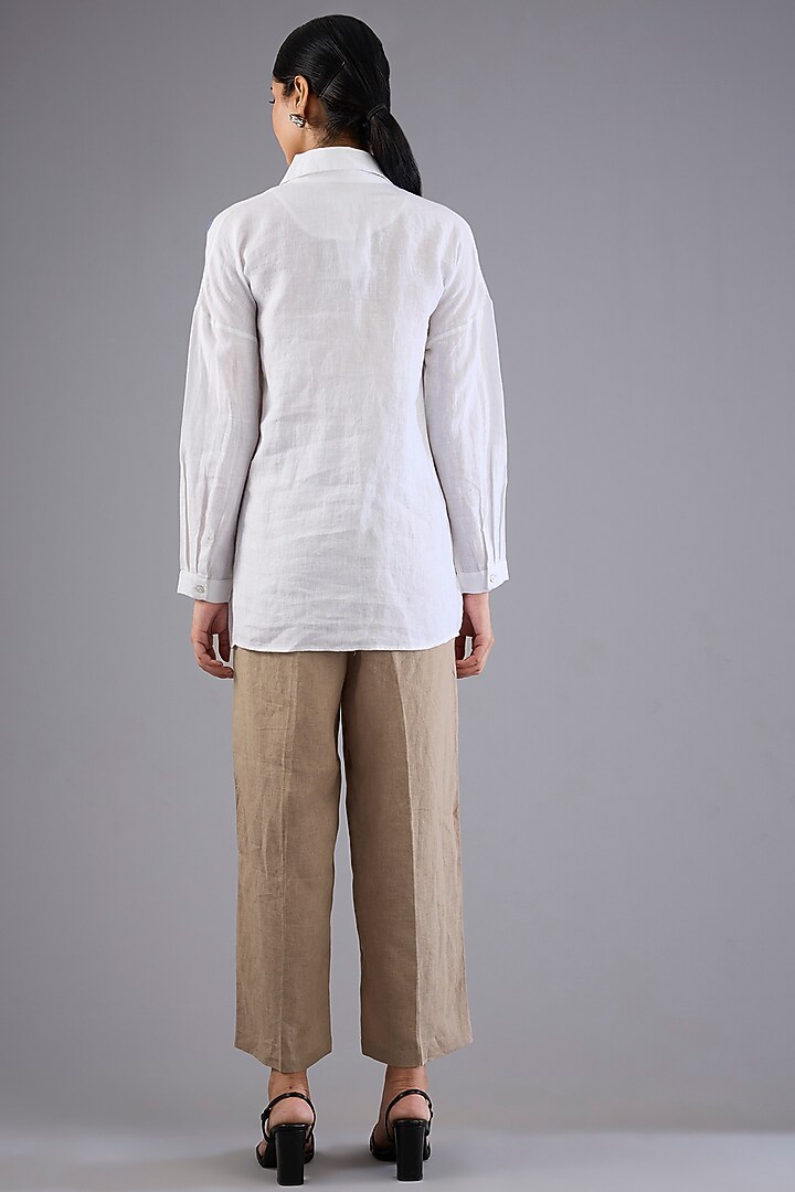 White Line Embroidered Shirt by Linen Bloom at Pernia's Pop Up Shop