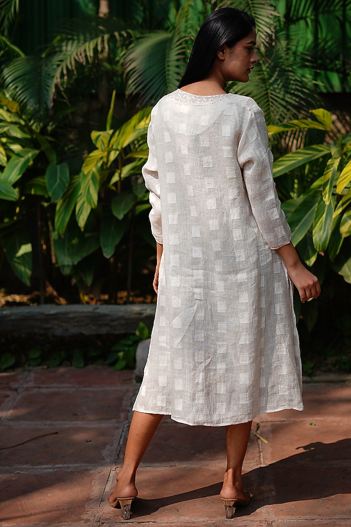 Beige Pure Linen & Dobby Cape by Linen Bloom at Pernia's Pop Up Shop