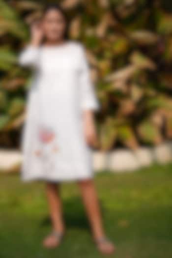 Beige Pure Linen Midi Dress by Linen Bloom