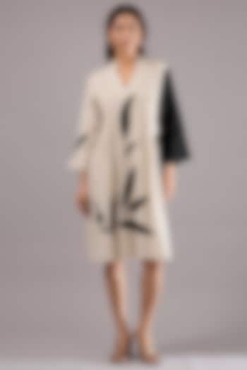 Beige Linen Applique Embroidered Midi Vacation Dress by Linen Bloom at Pernia's Pop Up Shop