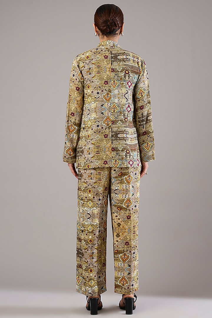 Multi-Colored Linen Diamond Printed Blazer by Linen Bloom at Pernia's Pop Up Shop