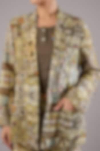 Multi-Colored Linen Diamond Printed Blazer by Linen Bloom at Pernia's Pop Up Shop