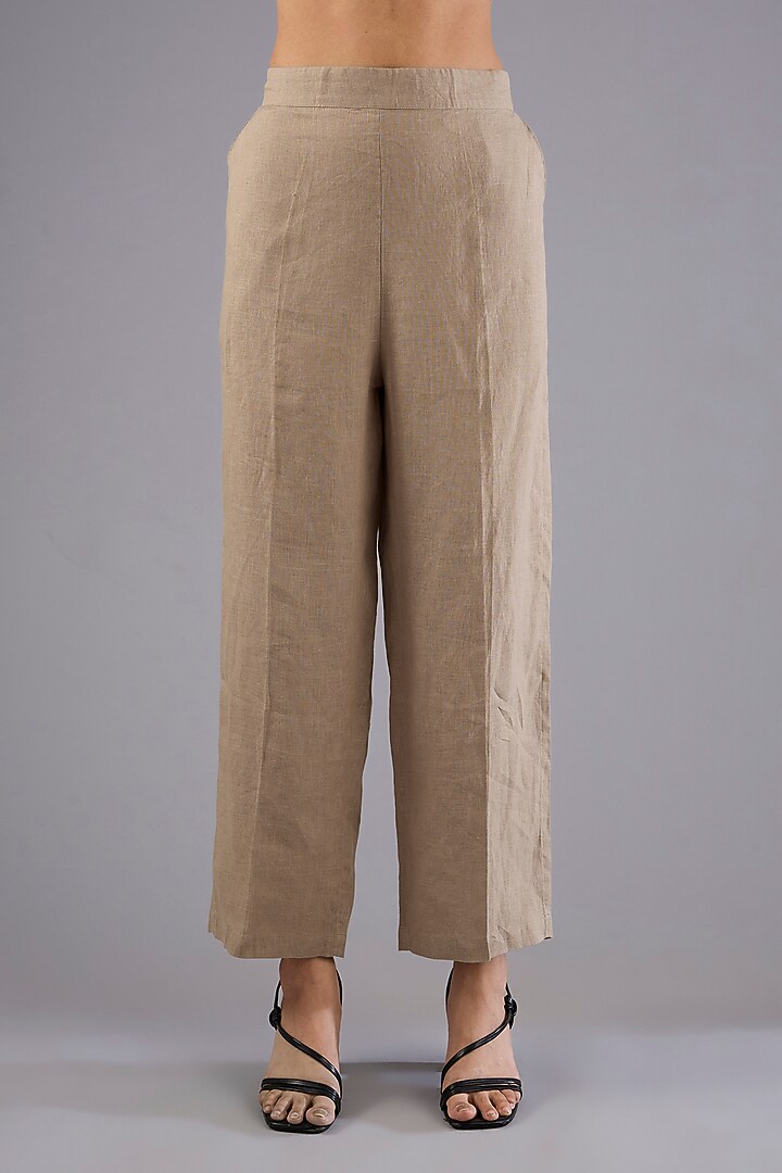 Khaki Linen Pants by Linen Bloom at Pernia's Pop Up Shop