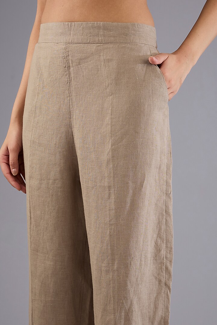 Khaki Linen Pants by Linen Bloom at Pernia's Pop Up Shop