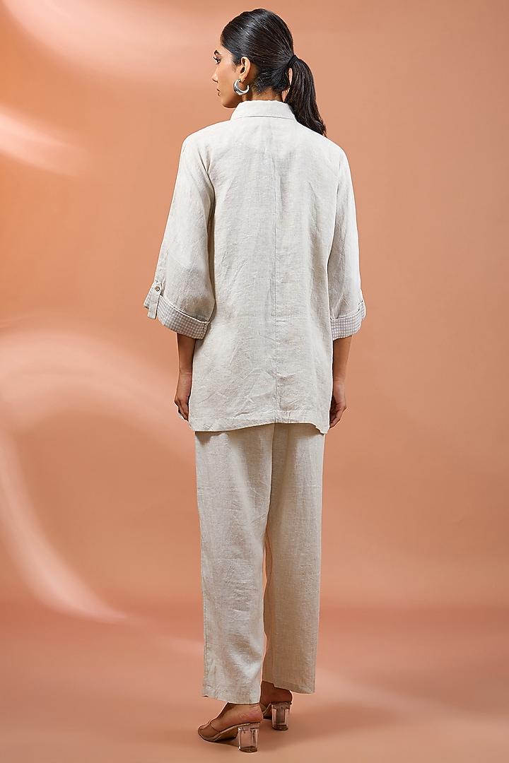 Beige Linen Pants by Linen Bloom at Pernia's Pop Up Shop
