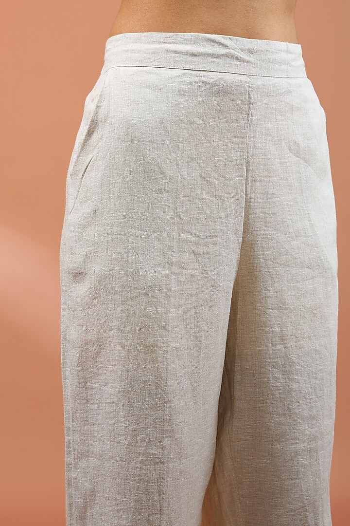 Beige Linen Pants by Linen Bloom at Pernia's Pop Up Shop