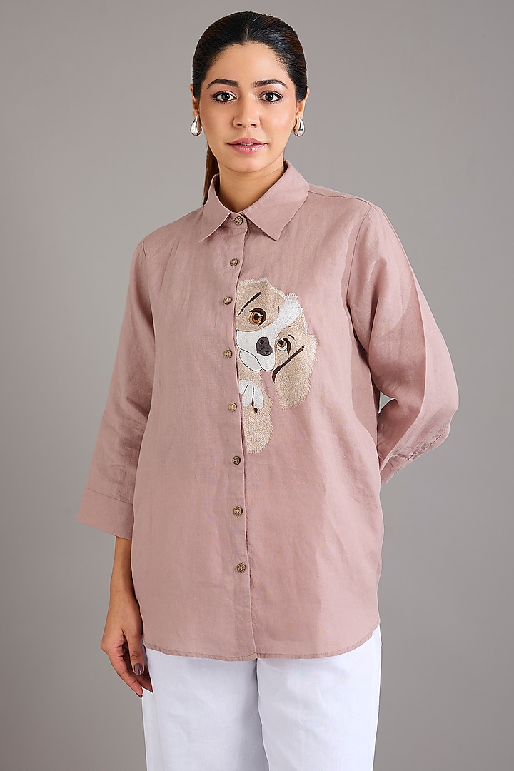 Pink Linen Shirt by Linen Bloom at Pernia's Pop Up Shop