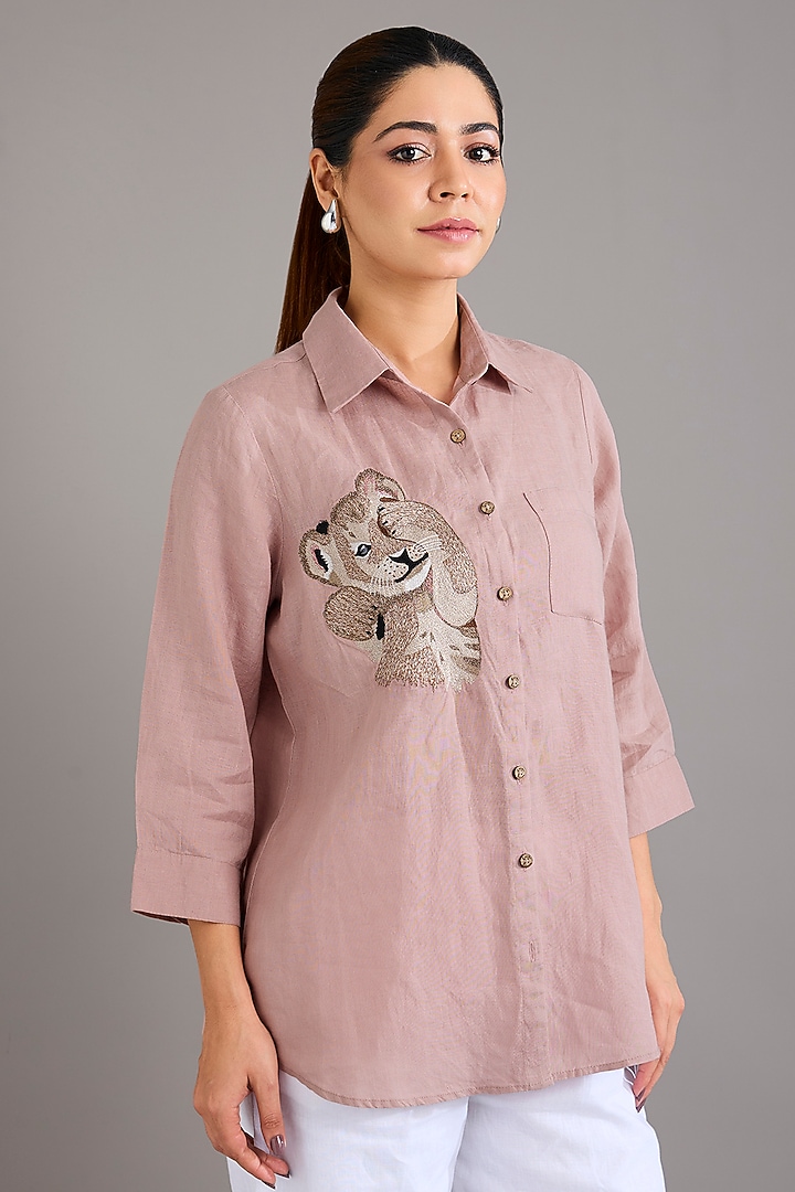 Pink Linen Shirt by Linen Bloom at Pernia's Pop Up Shop