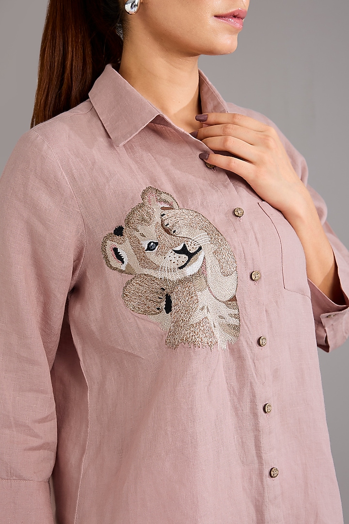 Pink Linen Shirt by Linen Bloom at Pernia's Pop Up Shop