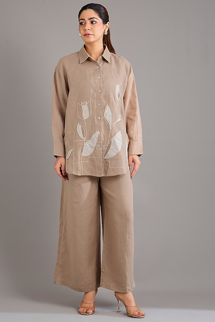 Khaki Linen Pants by Linen Bloom at Pernia's Pop Up Shop