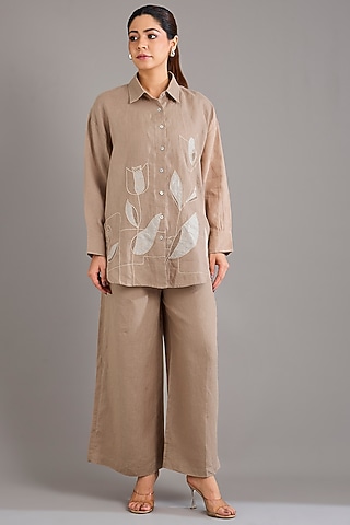 Khaki Linen Pants by Linen Bloom