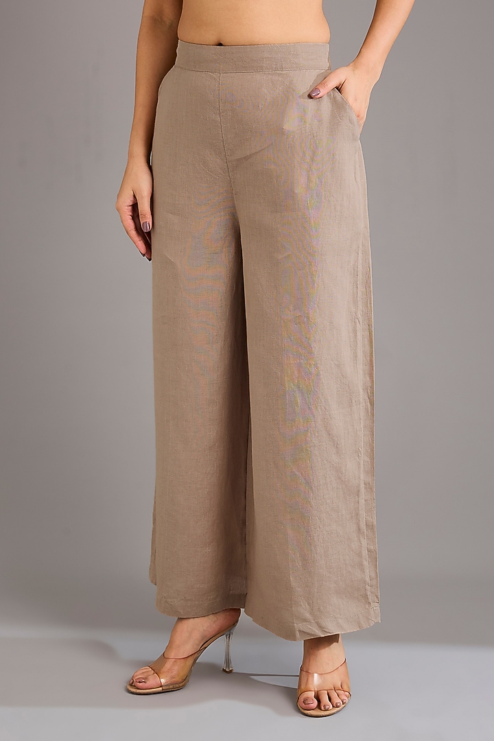 Khaki Linen Pants by Linen Bloom at Pernia's Pop Up Shop