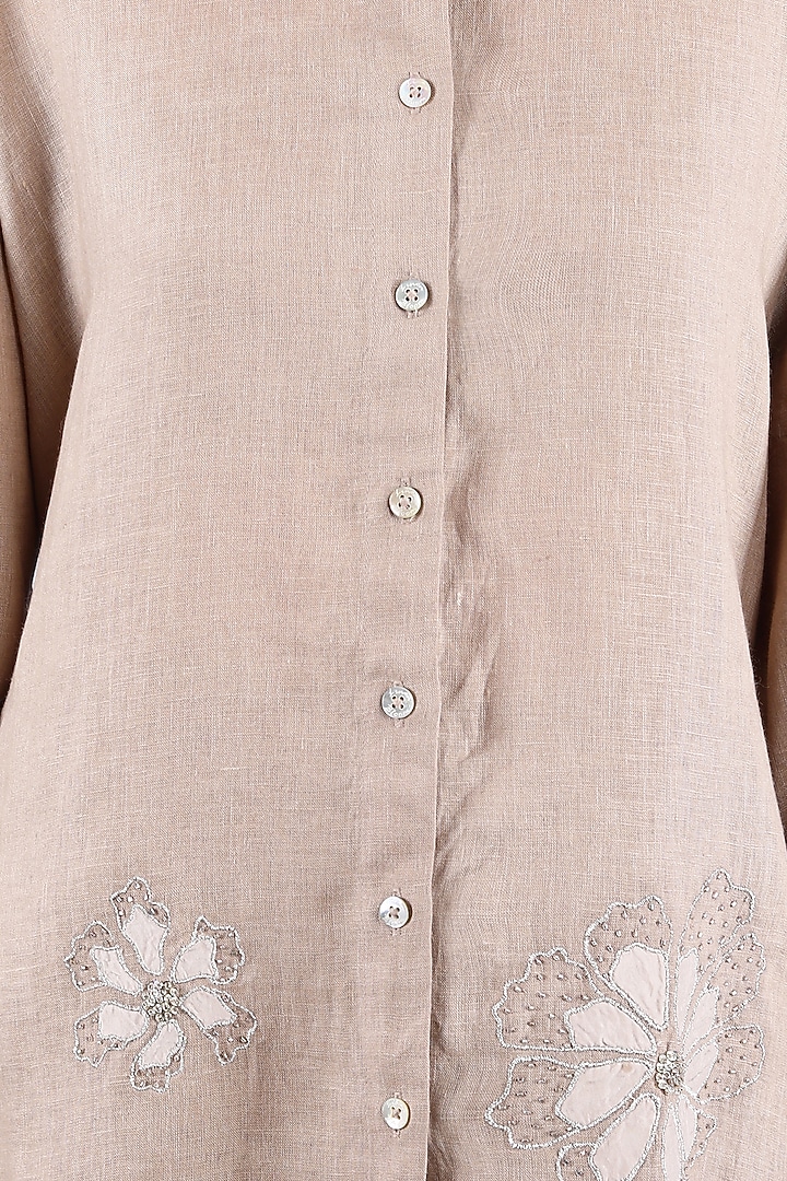Khaki Pure Linen Pant Set by Linen Bloom at Pernia's Pop Up Shop