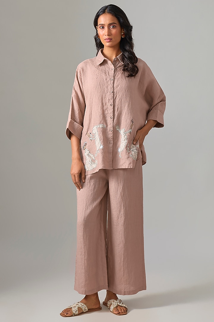 Pink Linen Pants by Linen Bloom at Pernia's Pop Up Shop