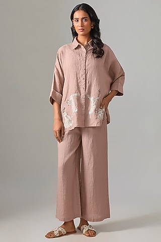Pink Linen Pants by Linen Bloom