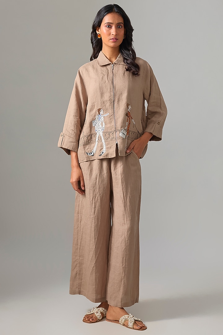 Khaki Linen Pants by Linen Bloom at Pernia's Pop Up Shop