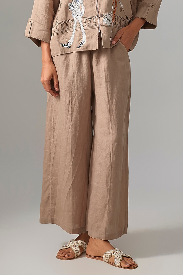 Khaki Linen Pants by Linen Bloom at Pernia's Pop Up Shop