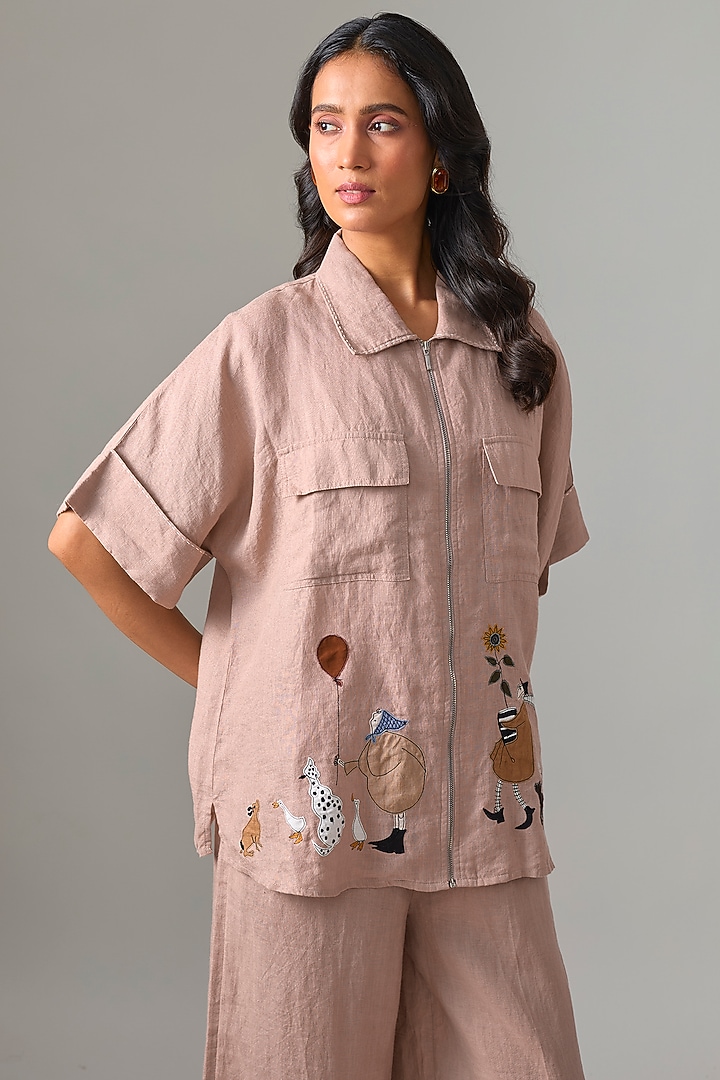 Pink Linen Shacket by Linen Bloom at Pernia's Pop Up Shop