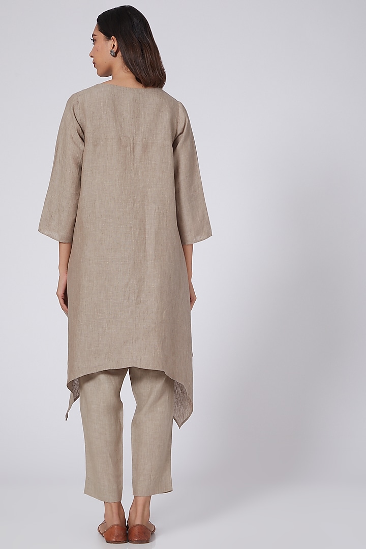 Brown Khaki Pencil Pants by Linen Bloom at Pernia's Pop Up Shop