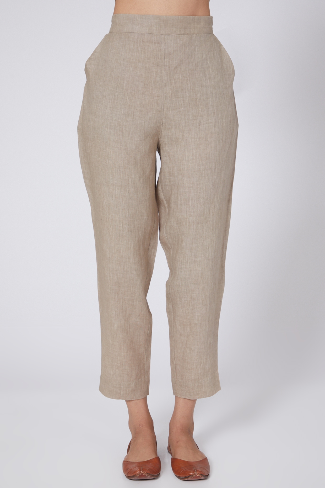 Verdigris | Linen Tapered Leg Trouser | WoolOvers UK