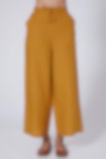 Mustard Flared Pants by Linen Bloom