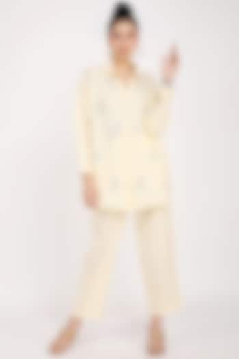 Yellow Embroidered Shirt by Linen Bloom