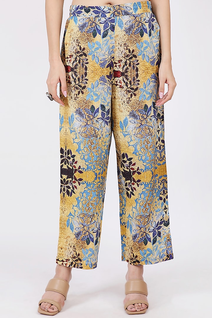 Multi-Coloured Printed Pants by Linen Bloom
