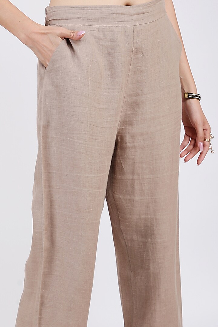 Khaki Linen Pants by Linen Bloom at Pernia's Pop Up Shop