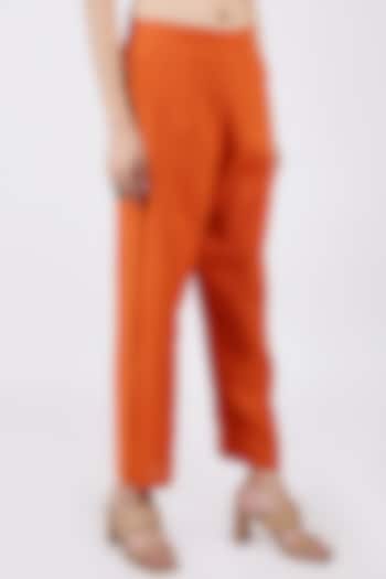 Orange Linen Pants by Linen Bloom