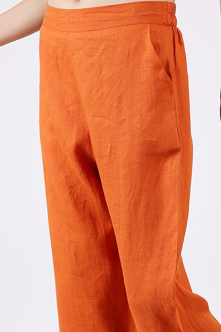 Orange Linen Pants by Linen Bloom at Pernia's Pop Up Shop