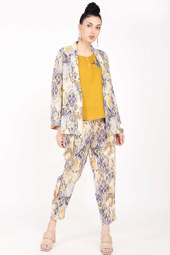 Multi-Colored Printed Blazer by Linen Bloom