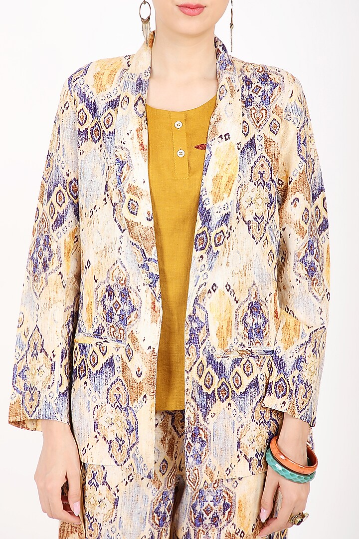 Multi-Colored Printed Blazer by Linen Bloom at Pernia's Pop Up Shop