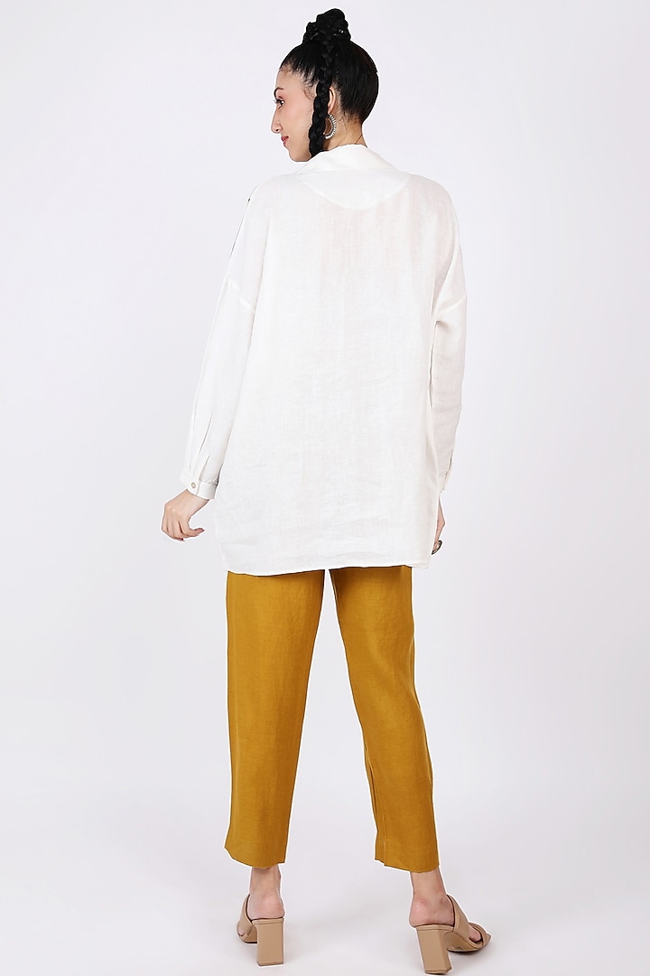 Khaki Printed Shirt by Linen Bloom at Pernia's Pop Up Shop