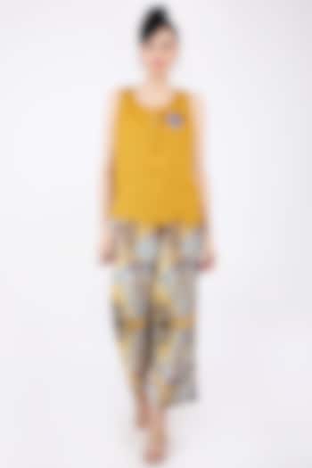 Mustard Embroidered Top by Linen Bloom