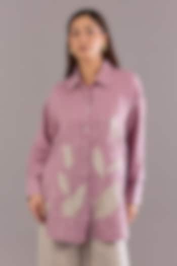 Lilac Linen Embroidered Shirt by Linen Bloom at Pernia's Pop Up Shop