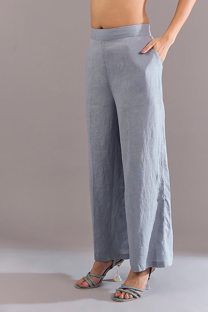 Cool Blue Linen Embroidered Tunic Set by Linen Bloom at Pernia's Pop Up Shop