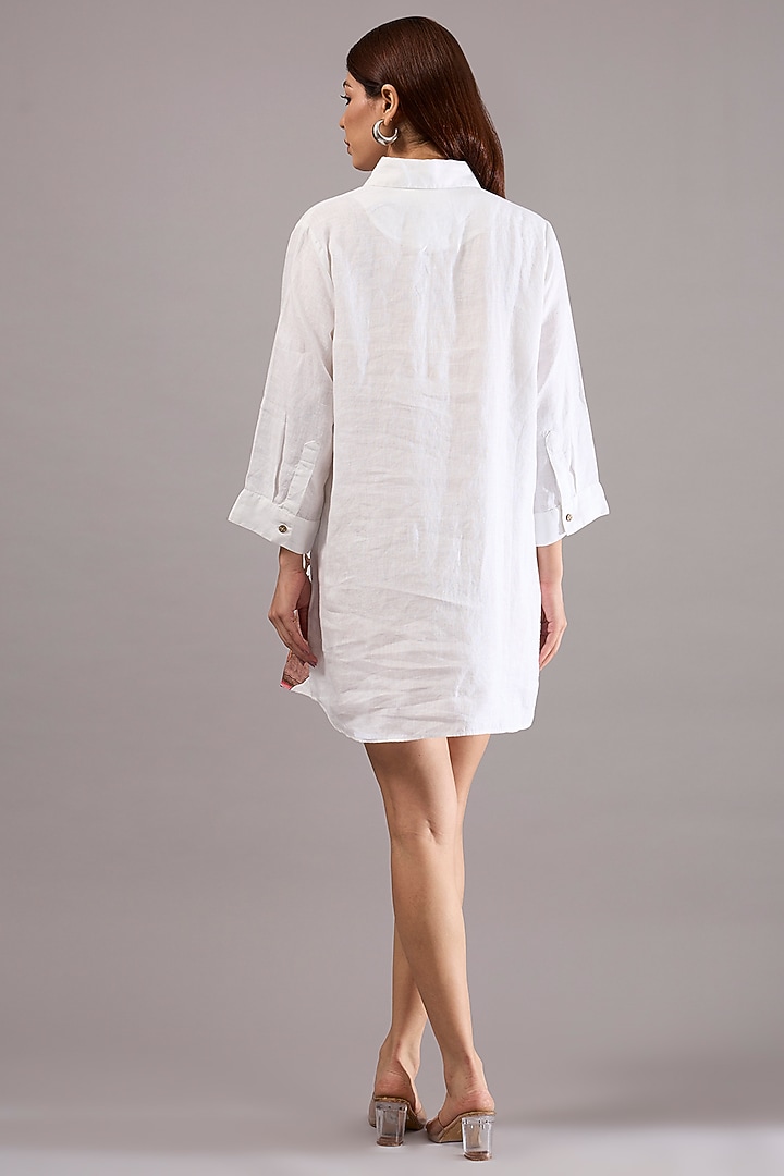White Linen Digital Printed Shirt by Linen Bloom at Pernia's Pop Up Shop