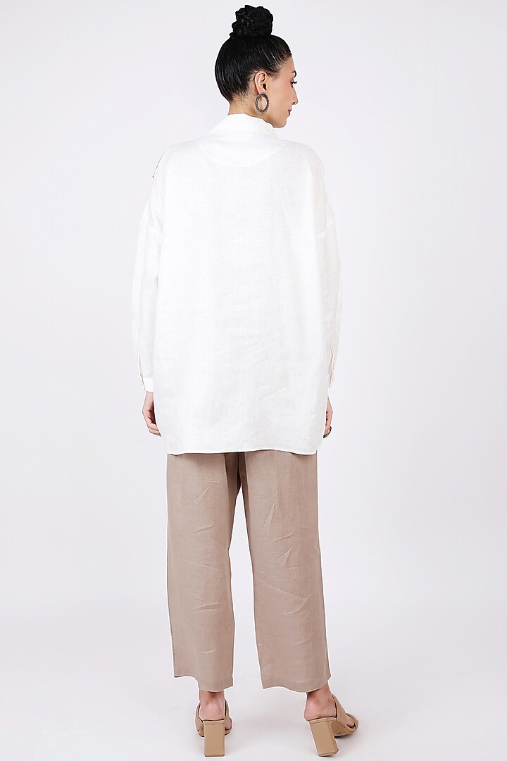 White Printed Shirt by Linen Bloom at Pernia's Pop Up Shop