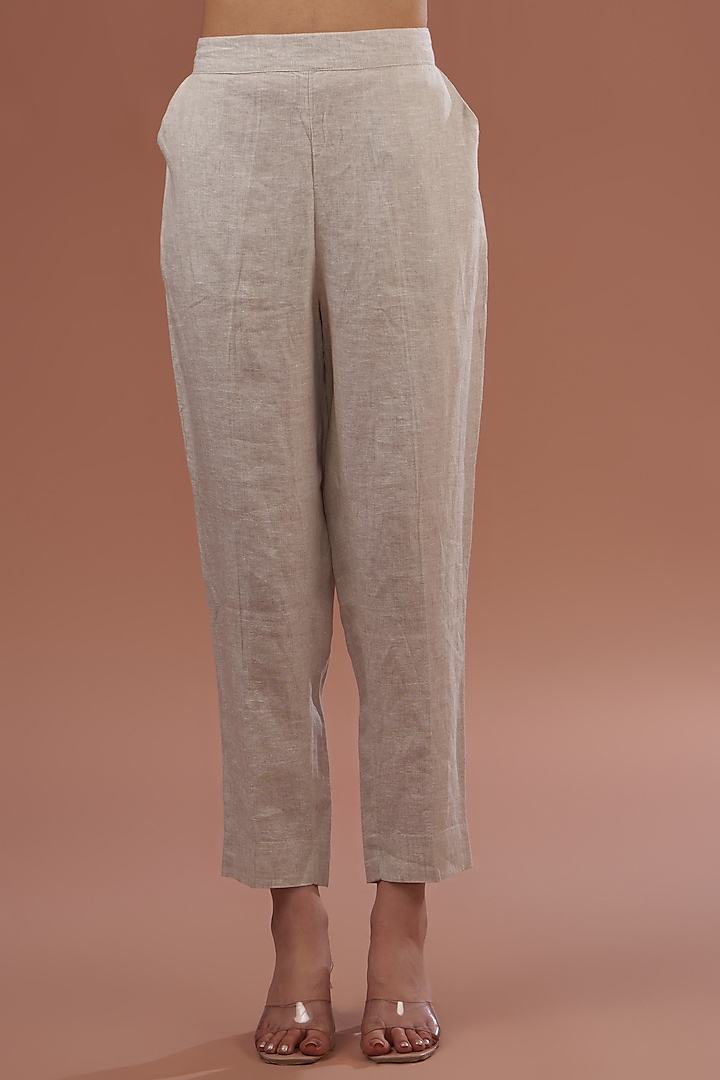 Beige Linen Pants by Linen Bloom
