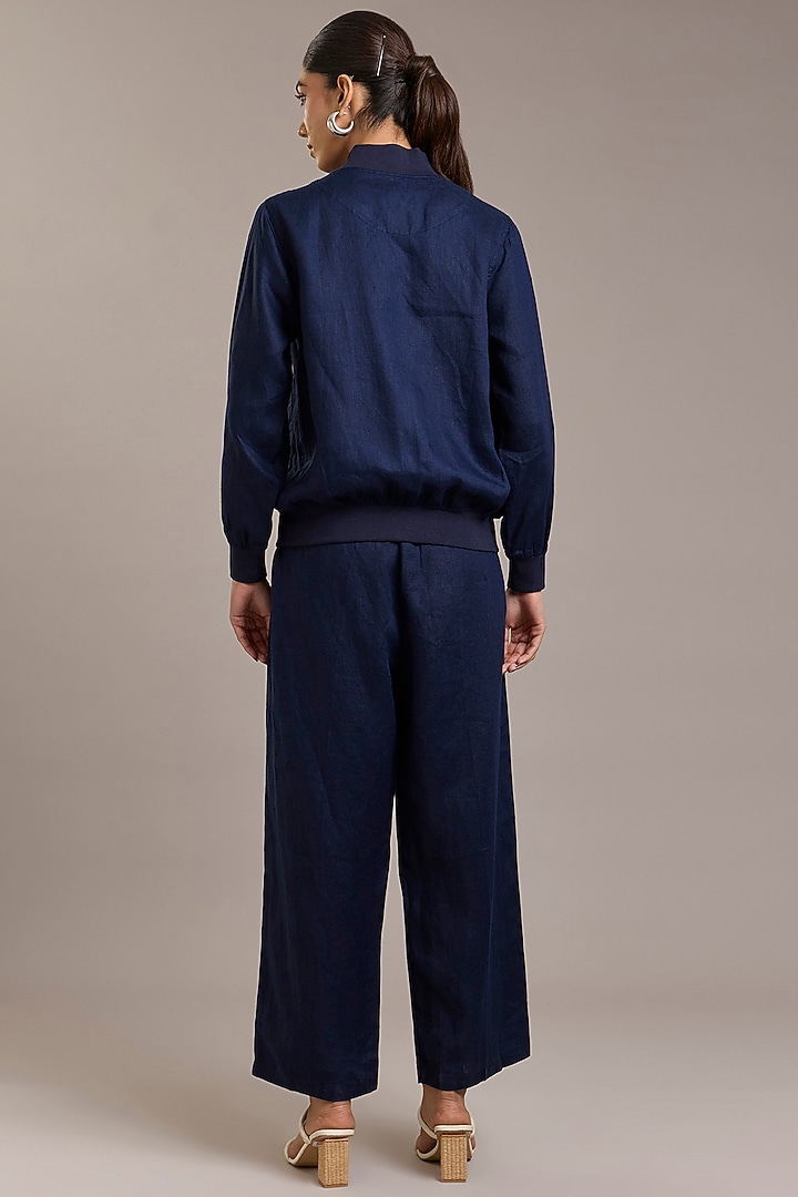 Navy Pure Linen Twill Pants by Linen Bloom at Pernia's Pop Up Shop