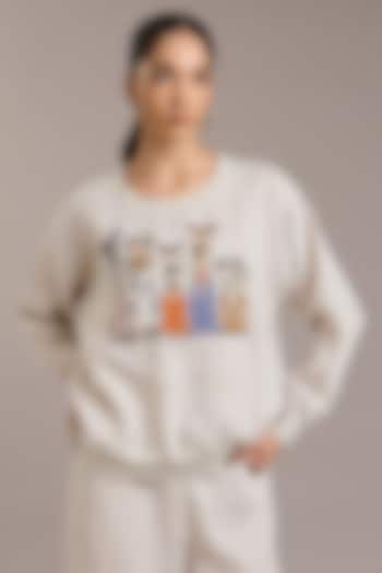 Oatmeal Pure Linen Twill Sweatshirt by Linen Bloom at Pernia's Pop Up Shop