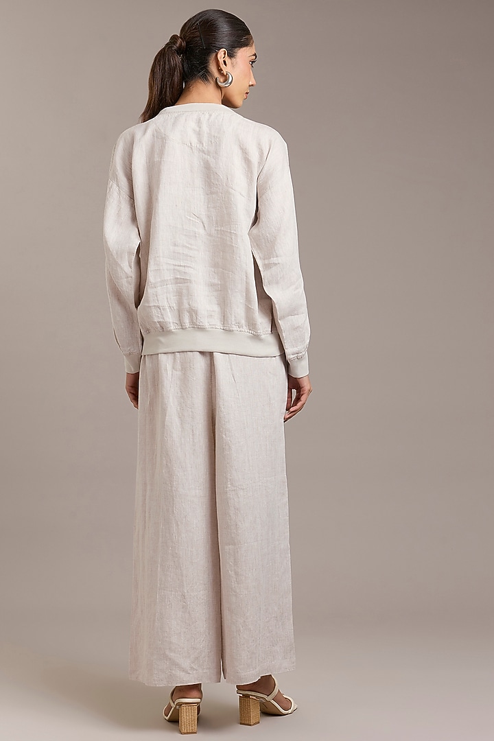 Oatmeal Pure Linen Twill Sweatshirt by Linen Bloom at Pernia's Pop Up Shop