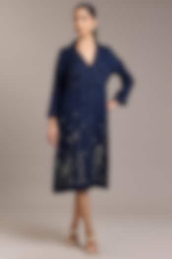Navy Pure Linen Twill Vacation Dress by Linen Bloom at Pernia's Pop Up Shop