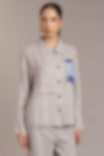 Natural Pure Linen Twill Shacket by Linen Bloom at Pernia's Pop Up Shop