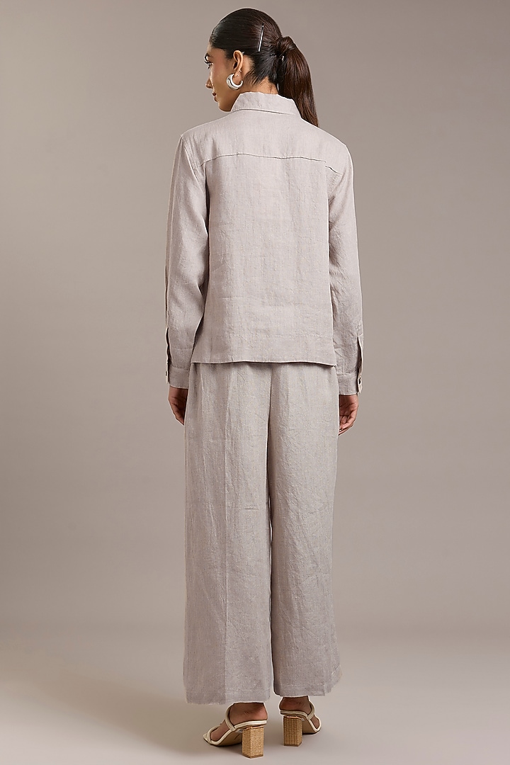 Natural Pure Linen Twill Shacket by Linen Bloom at Pernia's Pop Up Shop