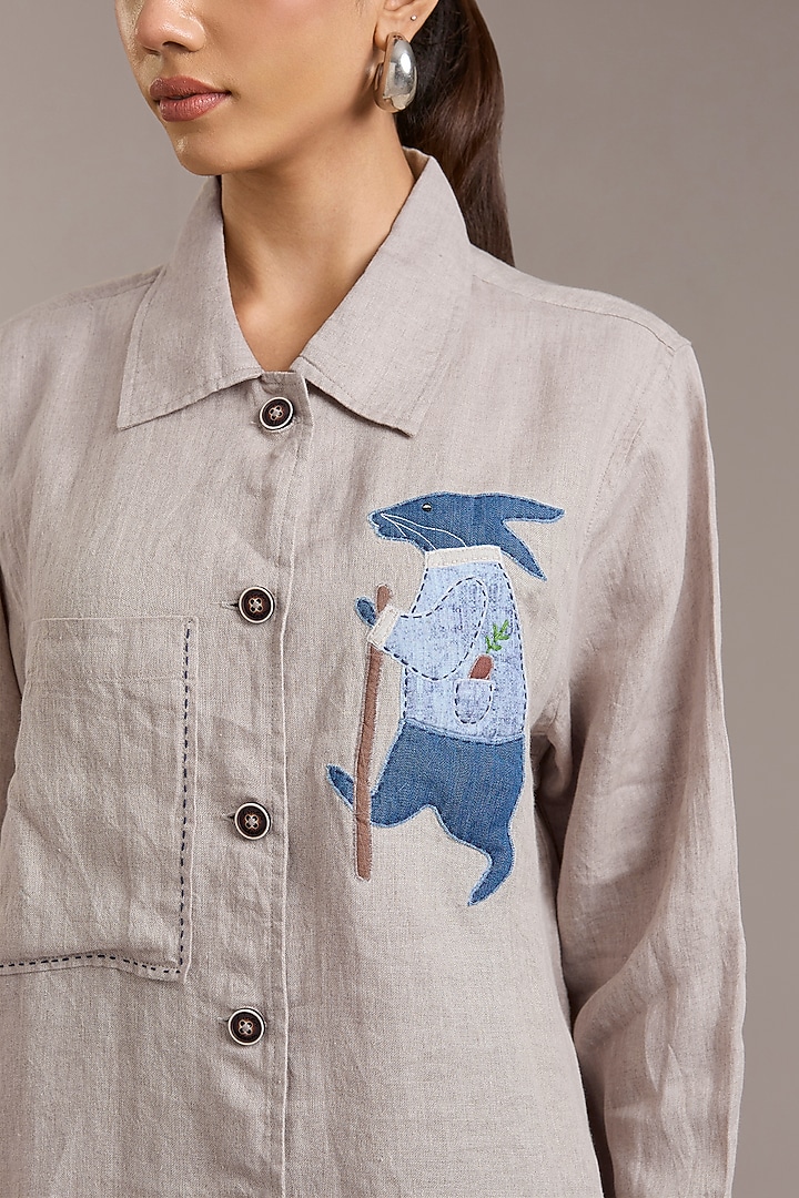 Natural Pure Linen Twill Shacket by Linen Bloom at Pernia's Pop Up Shop