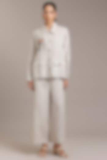 Oatmeal Pure Linen Twill Pants by Linen Bloom at Pernia's Pop Up Shop